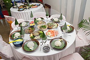 Tradition Northern Thai food. on a wooden table, Set of Thai food popular menu. radition lunch or dinner.