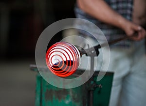 Traditiona technique of glass blowing