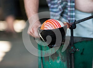 Traditiona technique of glass blowing