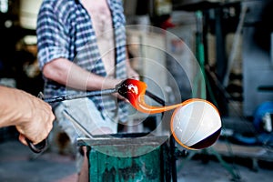 Traditiona technique of glass blowing