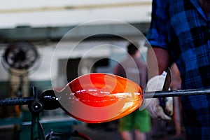 Traditiona technique of glass blowing