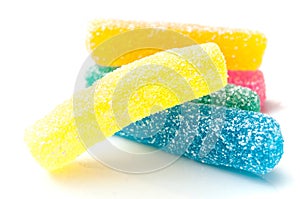 traditional acidulated candies on white background