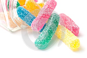 Traditional acidulated candies on white background