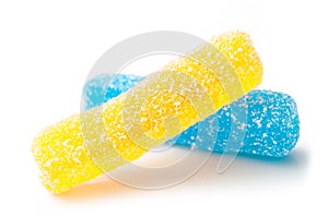 traditional acidulated candies on white background