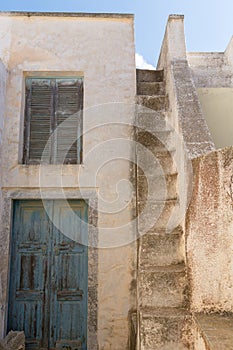 Traditional Aegean architecture wooden window and door