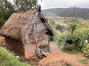 Traditional African hut in a village