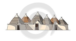 Traditional African Huts Illustration