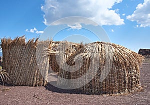 Traditional african huts, Lake Turkana in Kenya