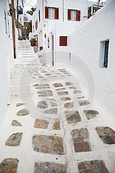 Traditional alley at Mykonos town, Greece