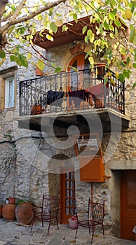 traditional alley in a picturesque village, Mesta, Chios, Greece