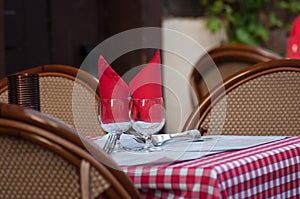 Traditional alsatian terrace of restaurant