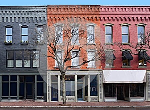 Traditional American 19th century style main street brick building