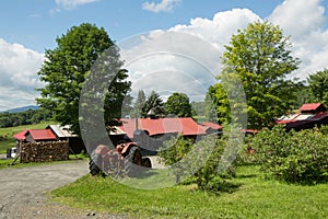 Traditional american Farm, Blue Cloudy Sky