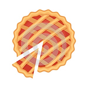 Traditional american homemade berry pie with pie slice vector illustration