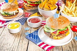 Traditional American Picnic with burgers