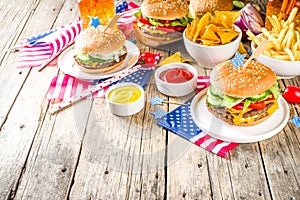 Traditional American Picnic with burgers