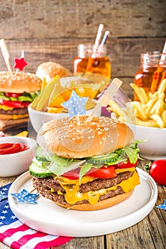 Traditional American Picnic with burgers