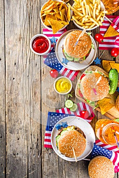 Traditional American Picnic with burgers