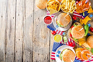 Traditional American Picnic with burgers