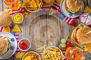 Traditional American Picnic with burgers