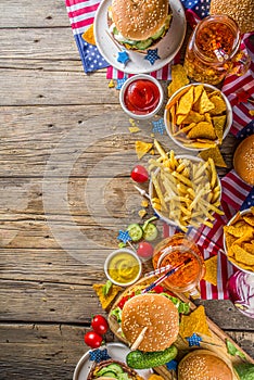 Traditional American Picnic with burgers