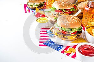 Traditional American Picnic with burgers