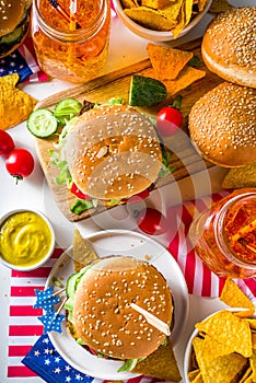 Traditional American Picnic with burgers