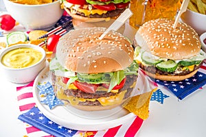 Traditional American Picnic with burgers