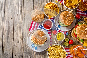 Traditional American Picnic with burgers