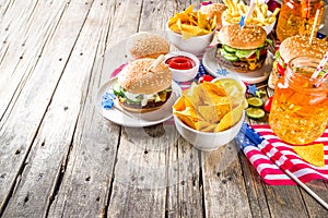 Traditional American Picnic with burgers