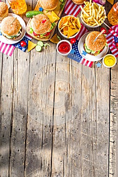 Traditional American Picnic with burgers