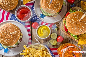 Traditional American Picnic with burgers