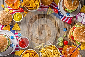 Traditional American Picnic with burgers