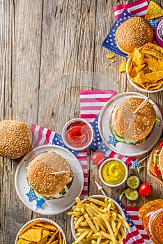 Traditional American Picnic with burgers