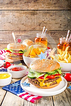 Traditional American Picnic with burgers