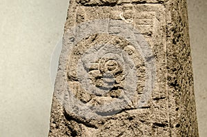 Traditional ancient maya stele of Tulum