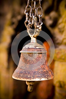 Traditional Antique Brass Bell Nepal Temple Durbar Square