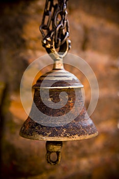Traditional Antique Brass Bell Nepal Temple Durbar Square