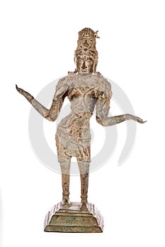 Traditional antique bronze statue of Lakshmi Hindu Goddess of we