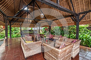 Traditional and Antique Javanese Style living room villa in Bali