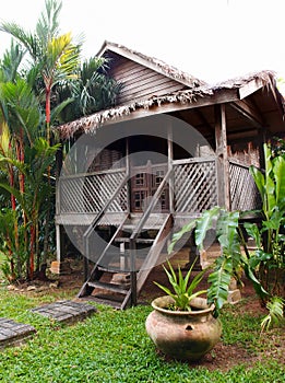 Traditional antique wood house, Malaysia photo