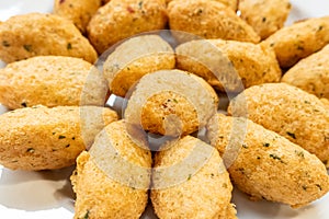 traditional appetizer of the portuguese gastronomy made with codfish, bolinhos de bacalhau