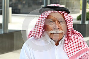 Traditional Arab elder man isolated