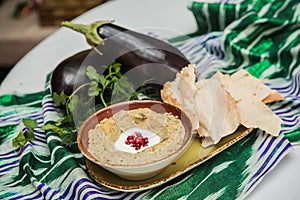 Traditional arabian eggplant dip baba ganoush