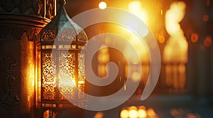 a traditional arabian lantern lit by candle light is on fire in front of the sun