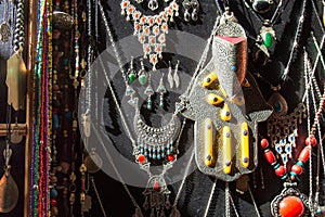 Traditional arabian silver jewelery shop