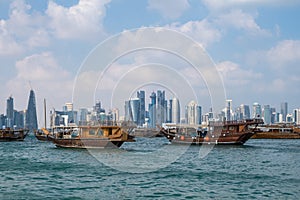 Traditional arabian wooden dhows