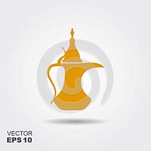 Traditional arabic coffee pot. Flat vector icon