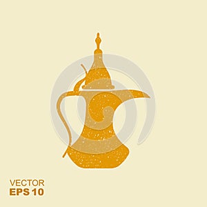 Traditional arabic coffee pot. Flat vector icon