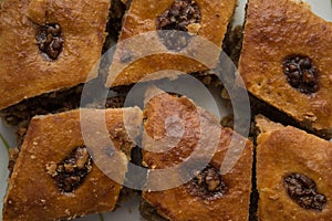 Traditional arabic dessert baklava with nuts